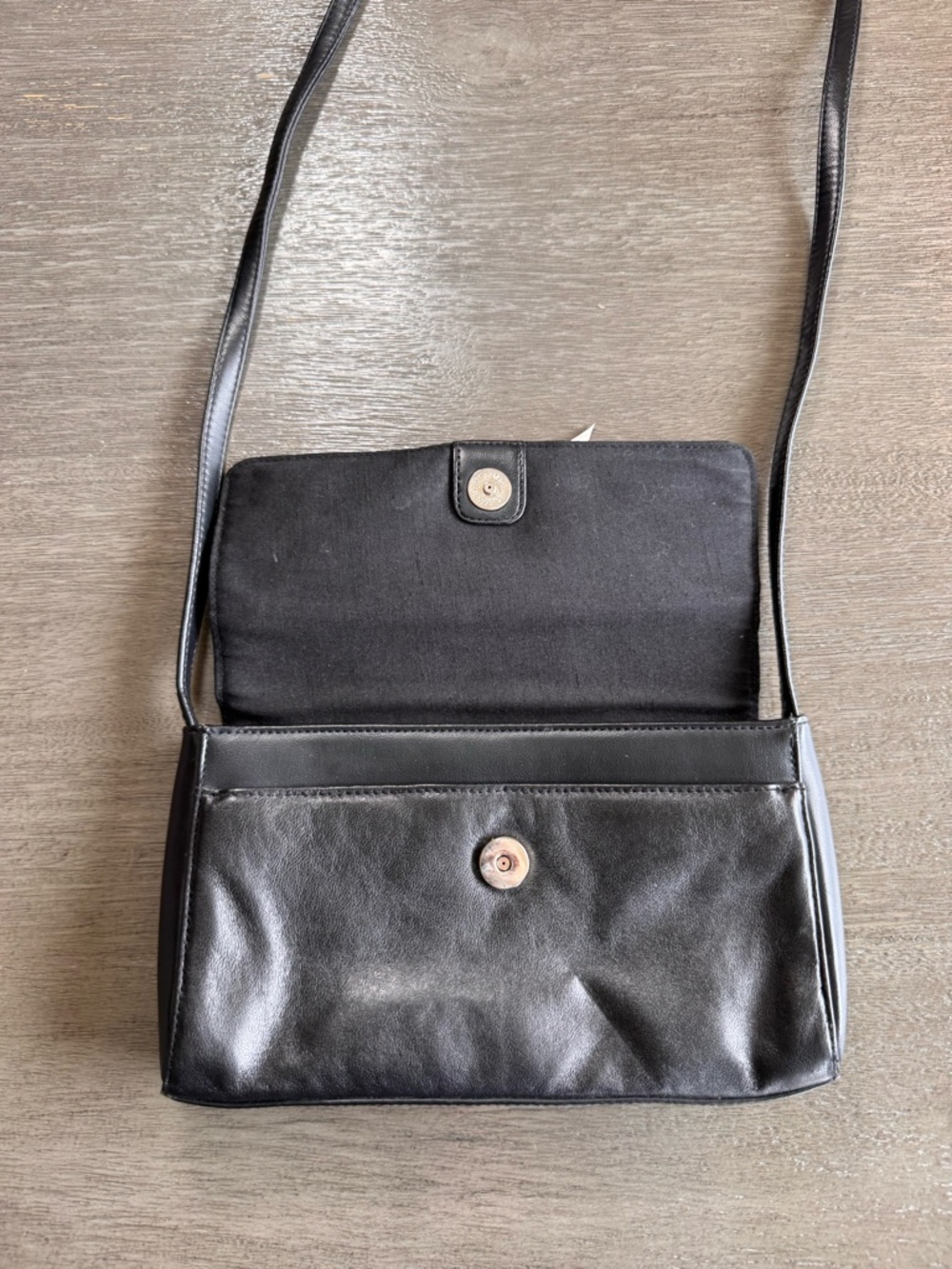 Vintage Leather Contrast Stitching Bow Colette Purse Bag Black White - Picture 6 of 12